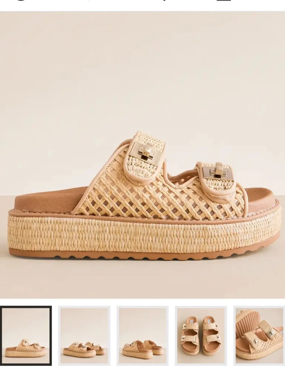 🩷 New Steve Madden Woven Platform Sandal - Natural/Tan - Picture 2 of 8